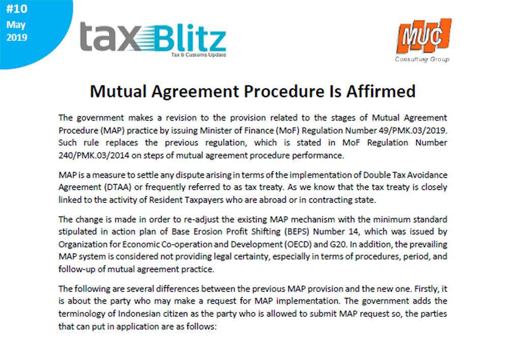 Mutual Agreement Procedure Is Affirmed